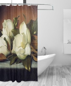 Giant Magnolias Fabric Bathroom Shower Curtain - Elegant Waterproof Bath Curtain by Ethel Ernest