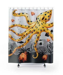 Giant Octopus Sea Bottom Unique Shower Curtain for Bathroom