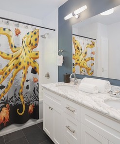 Giant Octopus Sea Bottom Unique Shower Curtain for Bathroom