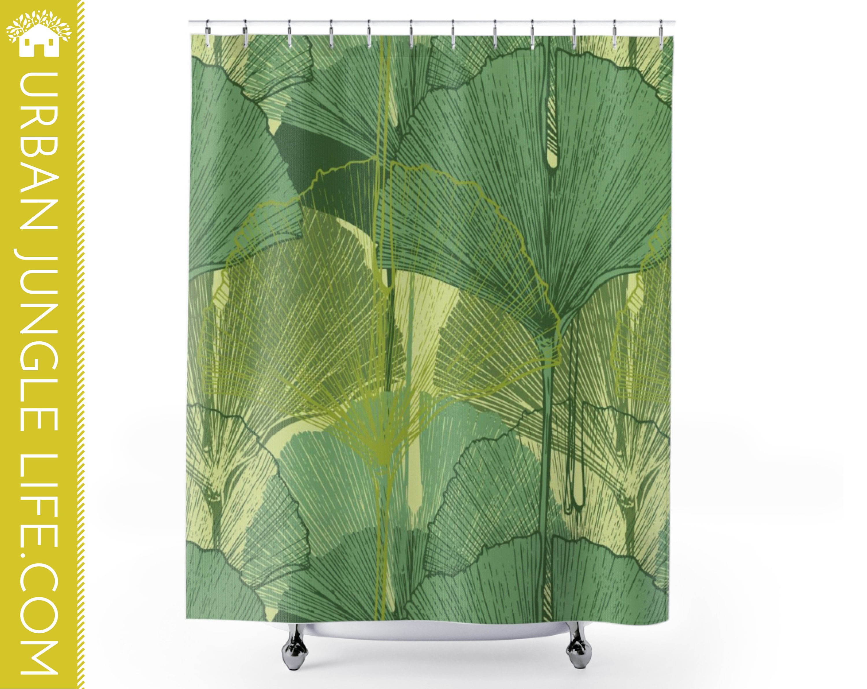 Ginkgo Biloba Shower Curtain, Plant Lady Bath Decor - Unique Bathroom Curtain