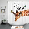 Giraffe And Butterfly Mosaic Geometric Shower Curtain, Unique Bathroom Decor Accessory