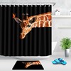 Giraffe And Butterfly Print Shower Curtain For African Safari Bathroom Decor