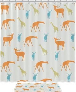 Giraffe And Deer Vintage Shower Curtain - Perfect For A Safari-Themed Bathroom