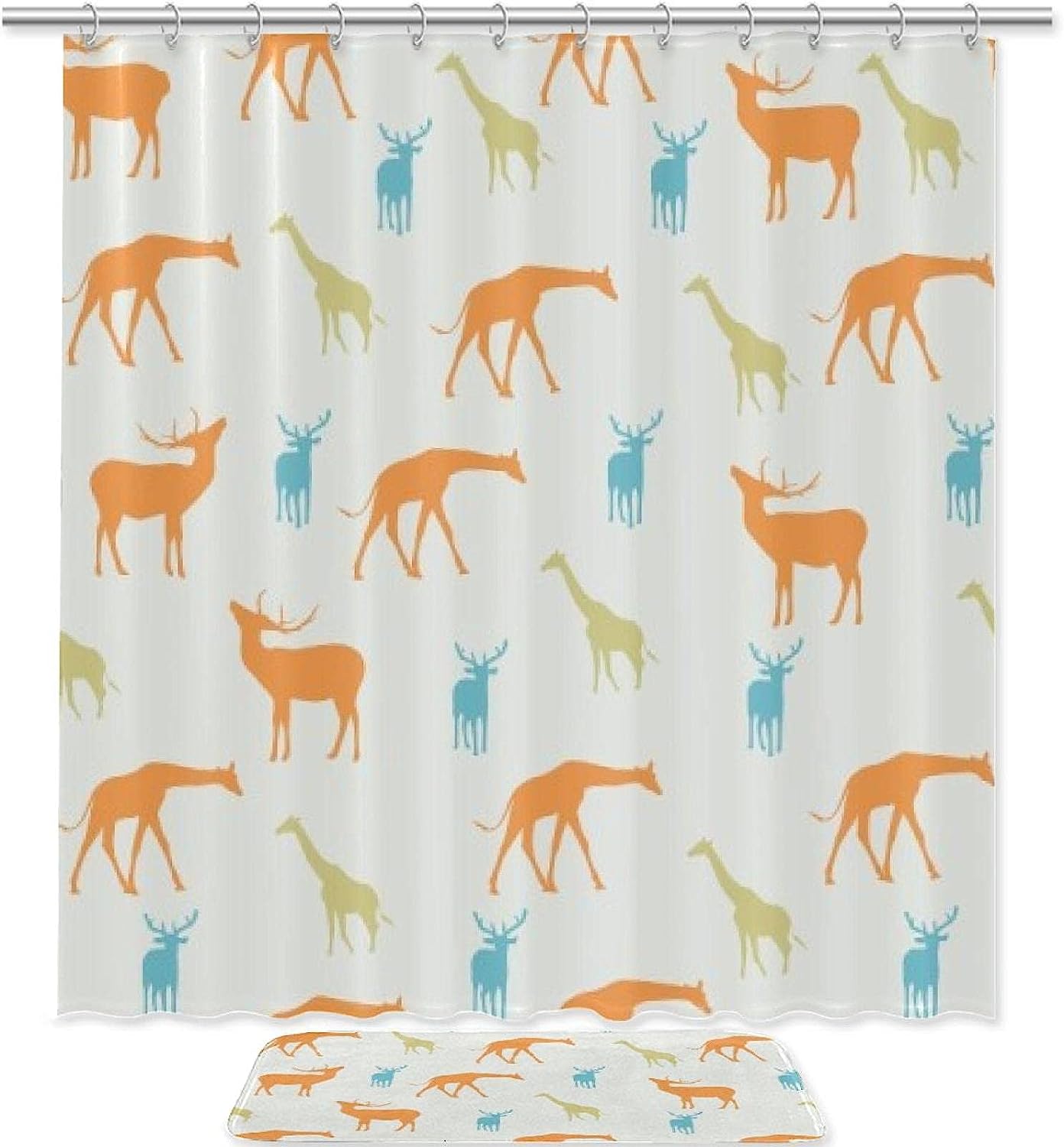 Giraffe And Deer Vintage Shower Curtain - Perfect For A Safari-Themed Bathroom