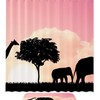 Giraffe And Elephant Pattern Shower Curtain, Waterproof Bathroom Curtain