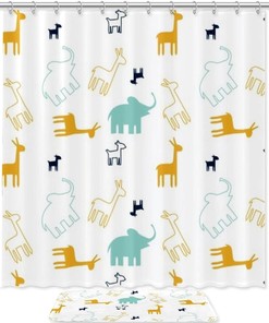 Giraffe And Tropical Plants Print Shower Curtain - Create A Serene And Exotic Atmosphere