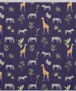 Giraffe And Zebra Shower Curtain, Stylish And Waterproof Bath Curtain