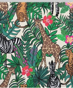 Giraffe And Zebra Shower Curtain, Tropical Jungle Bath Curtain
