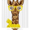 Giraffe Animal Winter Shower Curtain, Microfiber Bathroom Accents Fabric Machine Washable