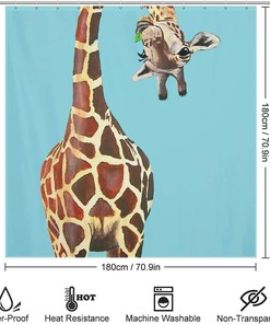 Giraffe Anti-Shower Curtain, Waterproof Bath Curtain - Unique Design For Bathroom