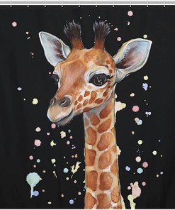 Giraffe Bathroom Shower Curtain, Durable And Washable Fabric