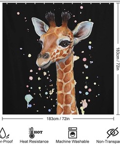 Giraffe Bathroom Shower Curtain, Durable And Washable Fabric