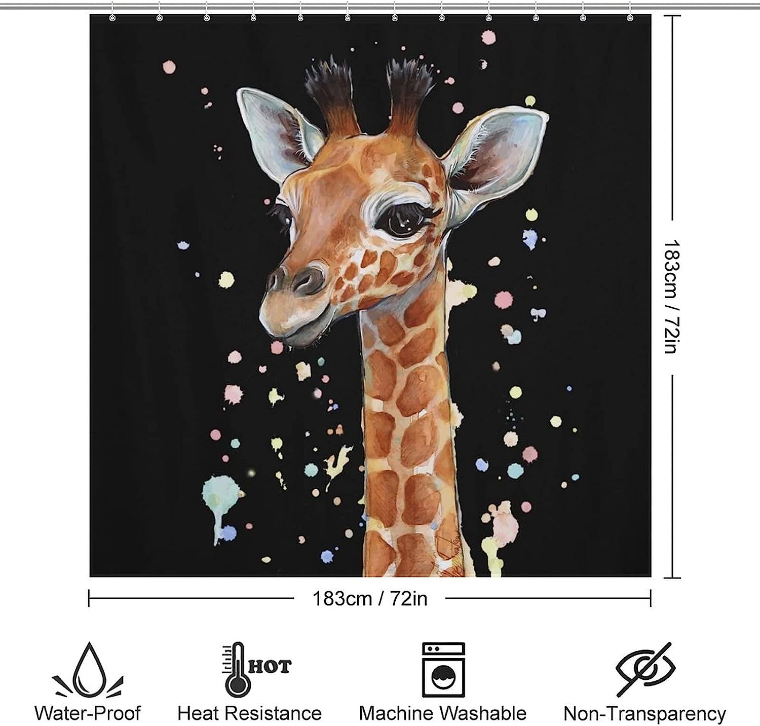 Giraffe Bathroom Shower Curtain, Durable And Washable Fabric