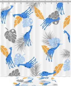 Giraffe Cartoon Animal Restroom Shower Curtain - Add Some Whimsy And Fun To Your Bathroom