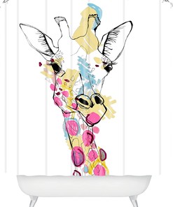 Giraffe Color Shower Curtain By Casey Rogers - Brighten Up Your Bathroom With This Playful Design