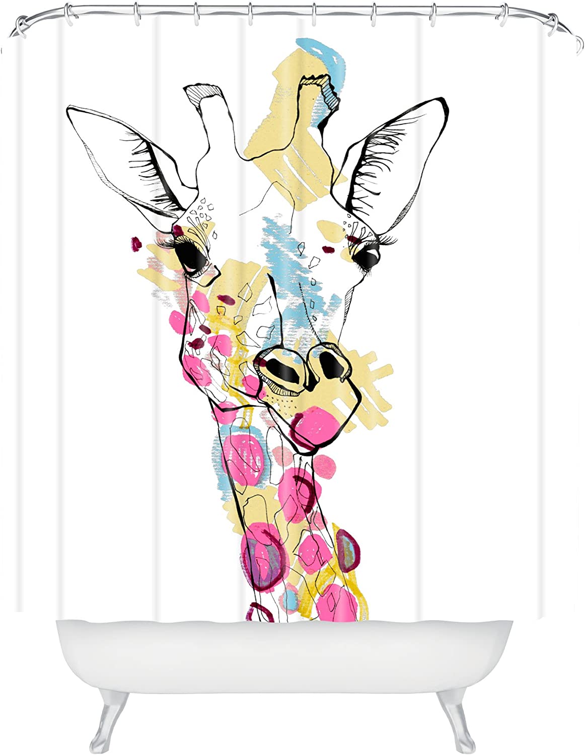 Giraffe Color Shower Curtain By Casey Rogers - Brighten Up Your Bathroom With This Playful Design