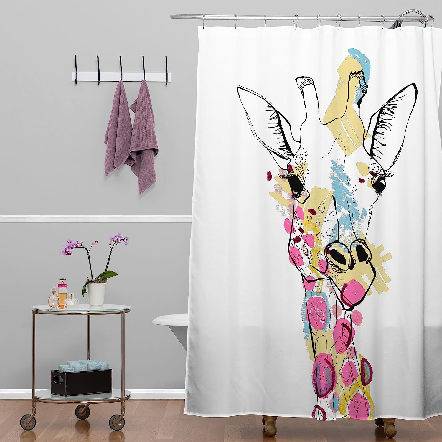 Giraffe Color Shower Curtain By Casey Rogers - Brighten Up Your Bathroom With This Playful Design - Image 2