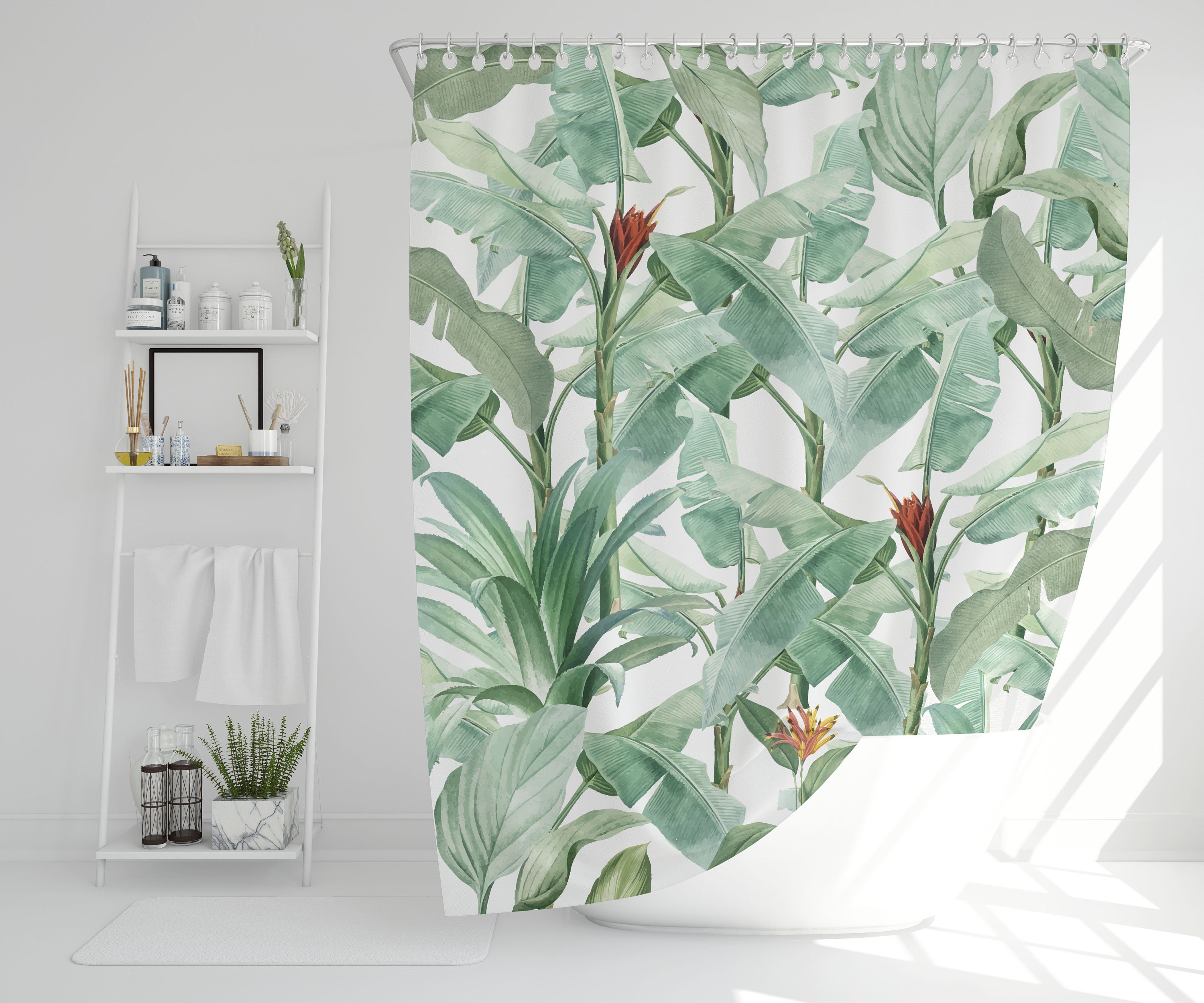 Giraffe Decor Jungle Shower Curtain for Animal Bathroom Decor