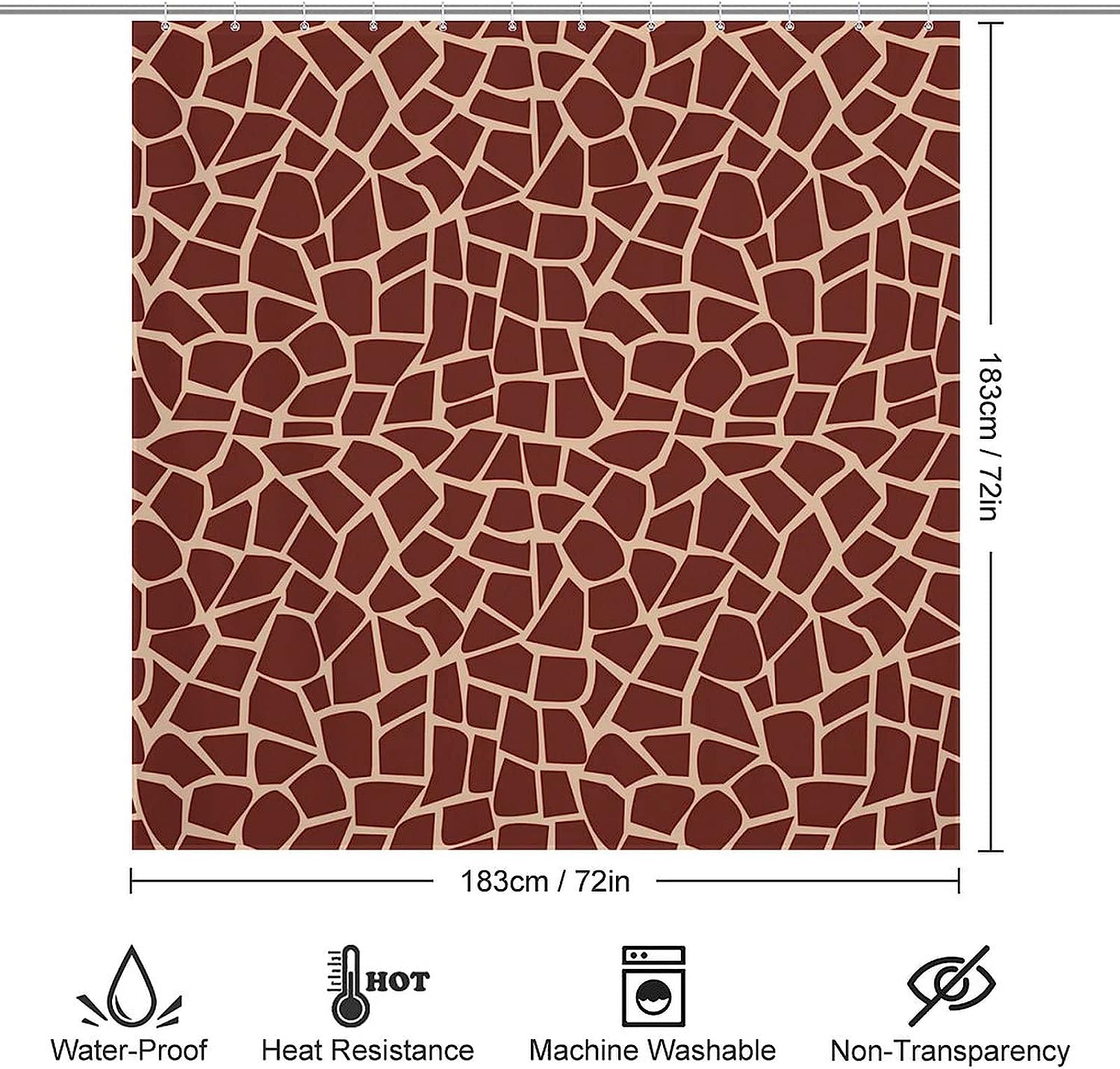 Giraffe Fur Pattern Shower Curtain, Trendy Modern Bathroom Decor - Waterproof Fabric