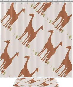 Giraffe Head Silhouette Vintage Bathroom Shower Curtain - Minimalistic And Elegant Design