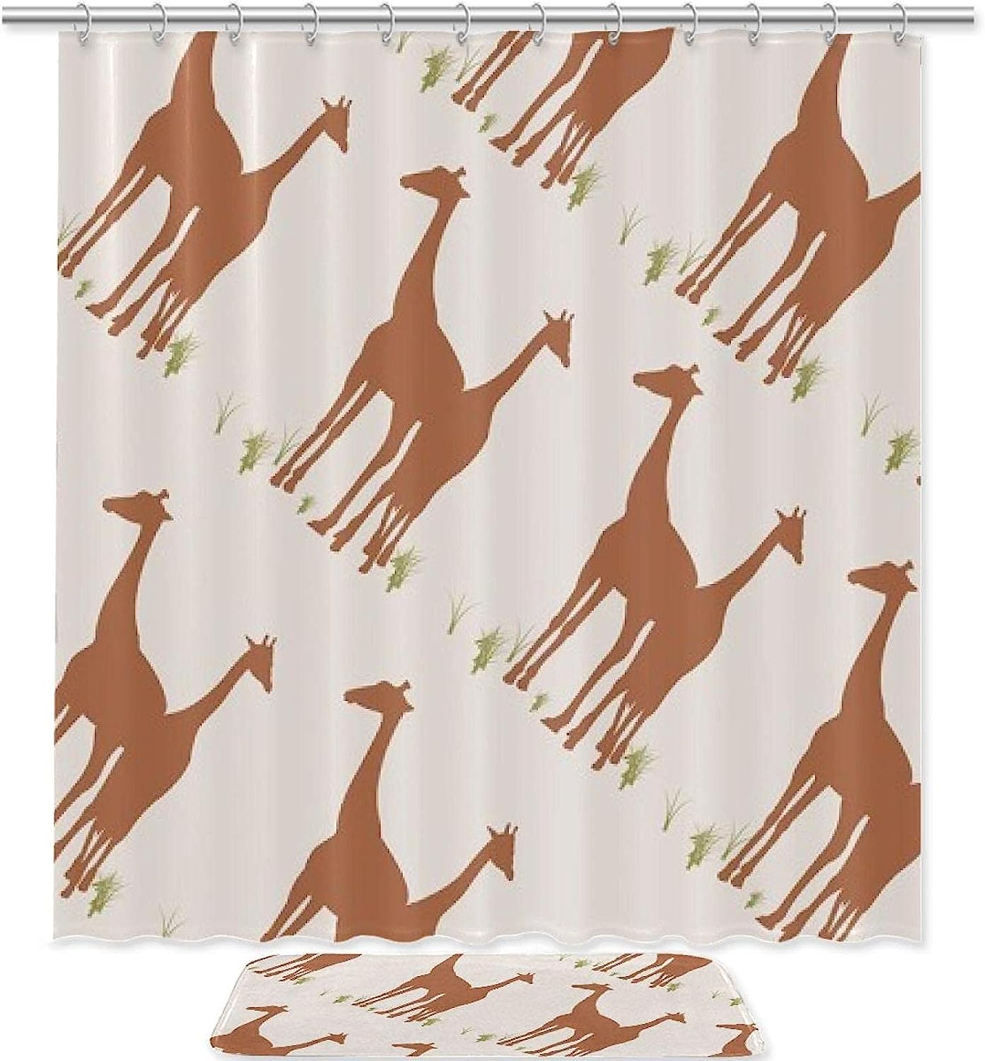 Giraffe Head Silhouette Vintage Bathroom Shower Curtain - Minimalistic And Elegant Design