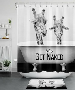 Giraffe In Bathtub Print Shower Curtain For Animal Lovers