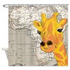 Giraffe Kids Shower Curtain - Colorful African Map With Cute And Playful Animal Design