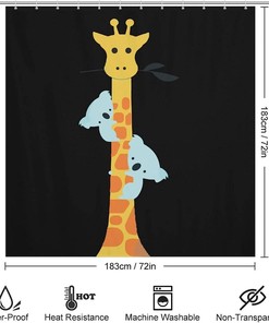 Giraffe Koala Shower Curtain, Fabric Bathroom Curtain With Print Design