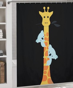 Giraffe Koala Shower Curtain, Fabric Bathroom Curtain With Print Design