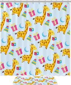 Giraffe Pattern Shower Curtain, Waterproof Bath Curtain - Unique Design For Bathroom