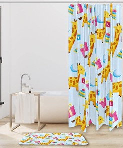 Giraffe Pattern Shower Curtain, Waterproof Bath Curtain - Unique Design For Bathroom