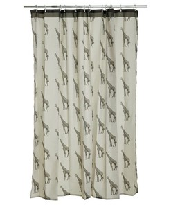 Giraffe Print Geometric Shower Curtain - Unique Wildlife Bathroom Decor