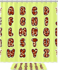 Giraffe Print Shower Curtain, Microfiber Bathroom Accents Fabric Machine Washable