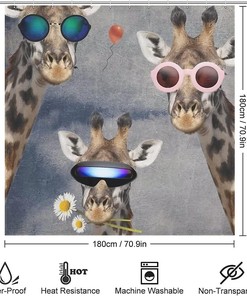 Giraffe Selfie Shower Curtain, Waterproof Bath Curtain - Unique Design For Bathroom