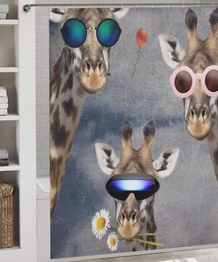 Giraffe Selfie Shower Curtain, Waterproof Bath Curtain - Unique Design For Bathroom