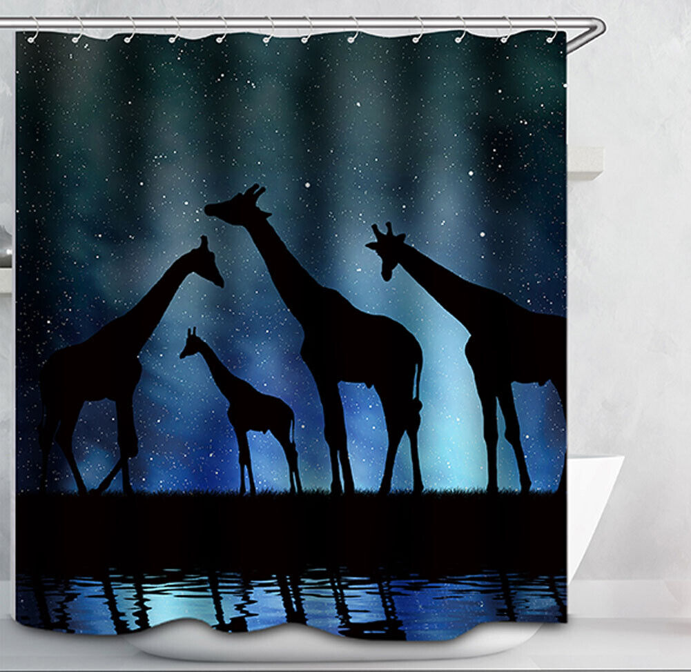 Giraffe Shower Curtain, African Safari Animals Print - Stylish Bathroom Decor