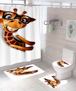 Giraffe Shower Curtain, Cute Bathroom Decor With Giraffe Print