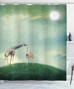 Giraffe Shower Curtain, Fairytale Atmosphere Print - Unique Bathroom Decor