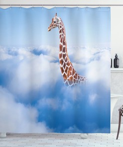 Giraffe Shower Curtain, Heaven Fantasy Themed Print - Unique Bathroom Decor