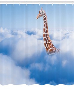 Giraffe Shower Curtain, Heaven Fantasy Themed Print - Unique Bathroom Decor