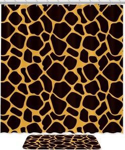 Giraffe Shower Curtain, Microfiber Bathroom Accents Fabric Machine Washable