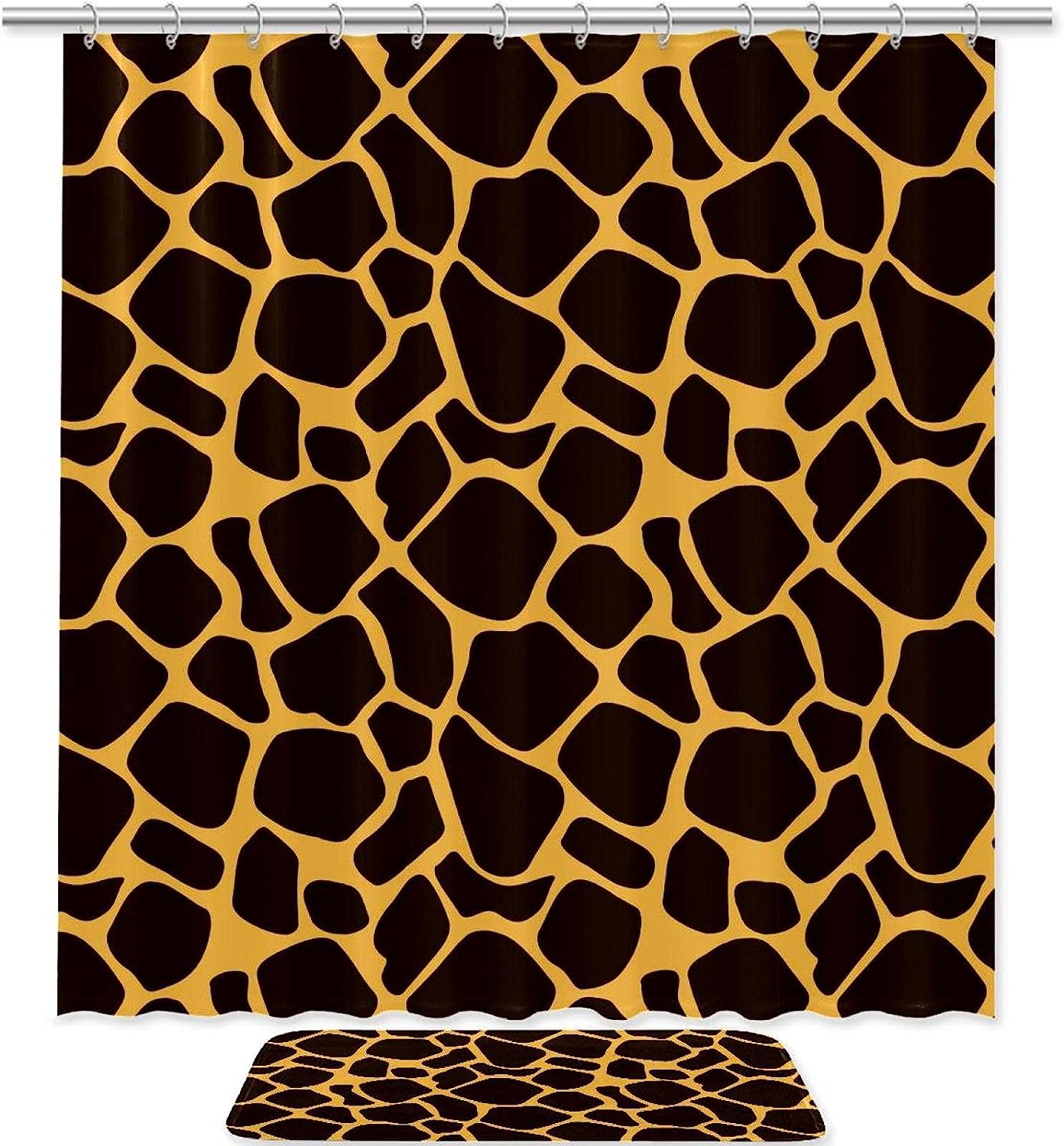 Giraffe Shower Curtain, Microfiber Bathroom Accents Fabric Machine Washable