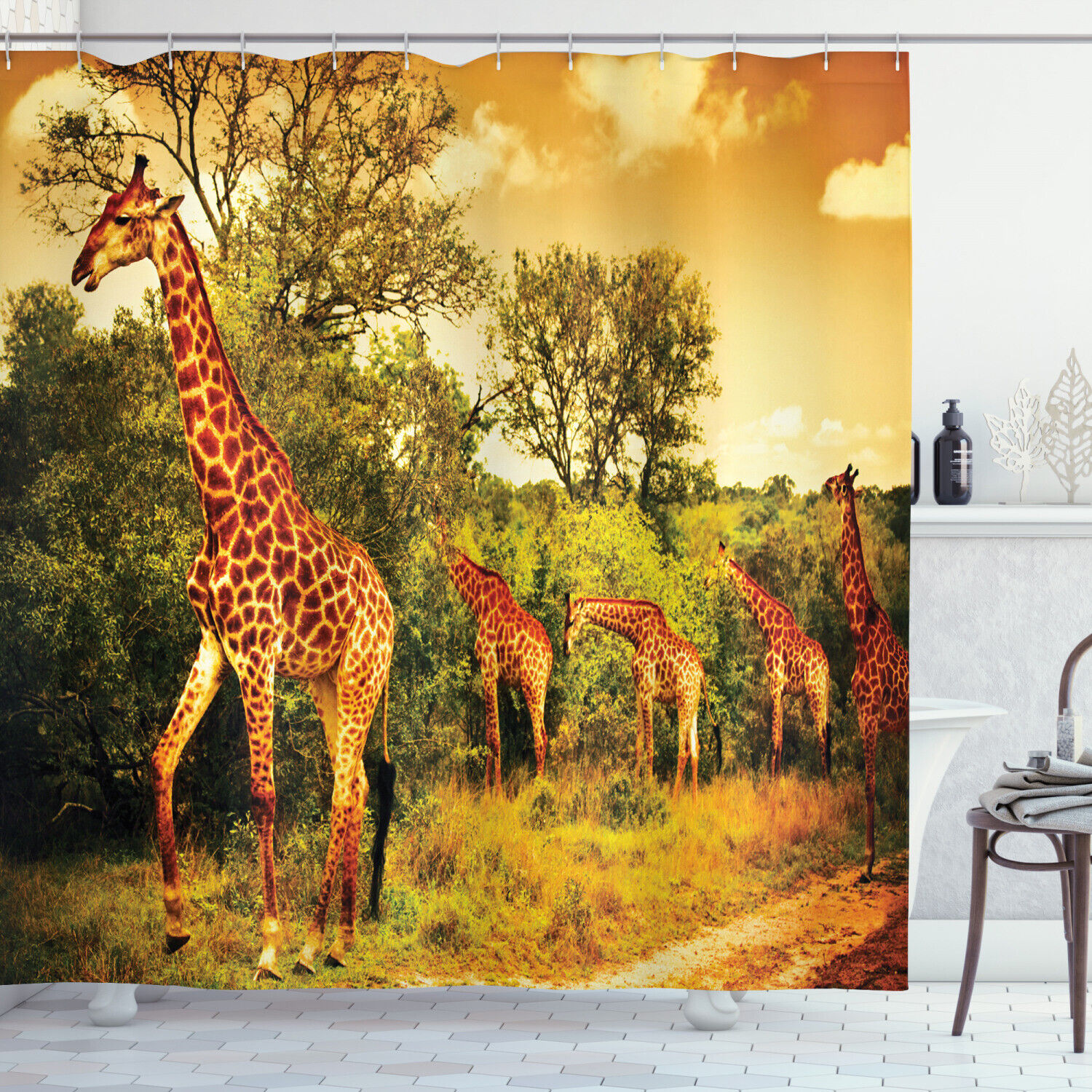 Giraffe Shower Curtain, Unique Animal Print For Bathroom