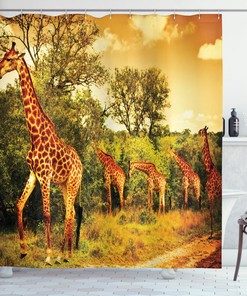 Giraffe Shower Curtain, Unique Animal Print For Bathroom