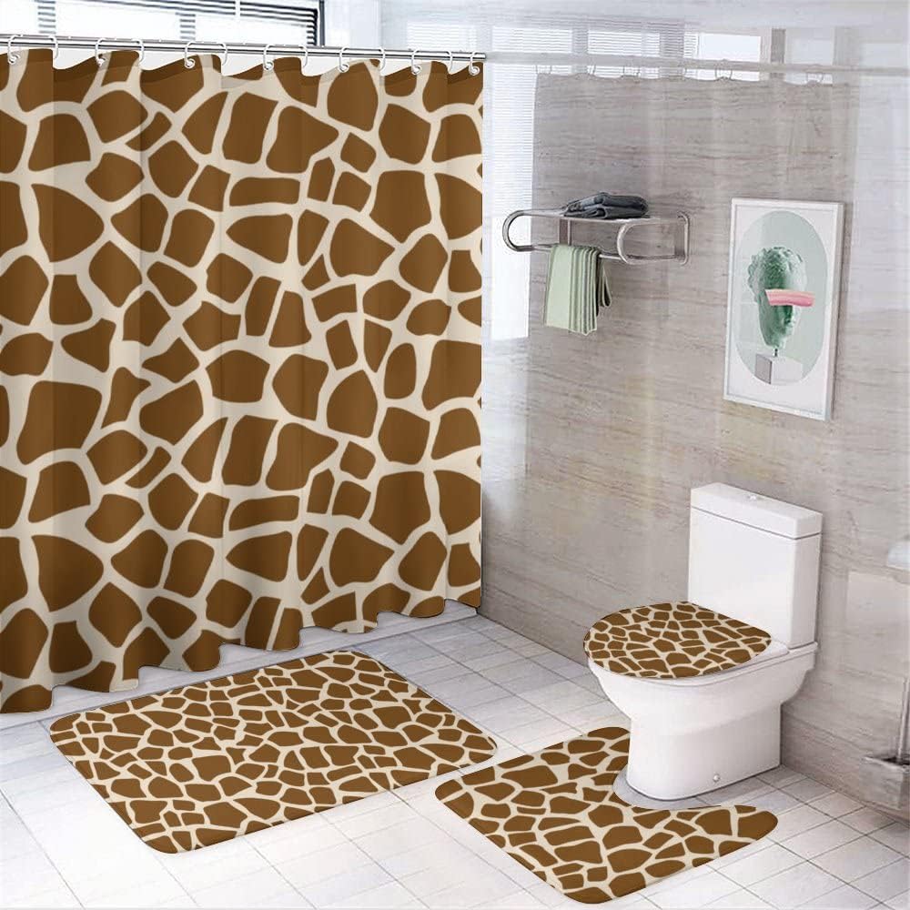 Giraffe Skin Shower Curtain for Bathroom - Animal Prints Shower Curtain Decor Ideas