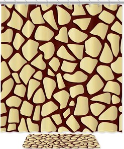 Giraffe Texture Pattern Shower Curtain, Waterproof Bathroom Curtain - Unique Design