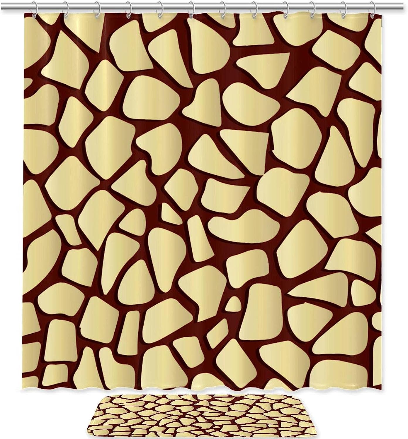 Giraffe Texture Pattern Shower Curtain, Waterproof Bathroom Curtain - Unique Design