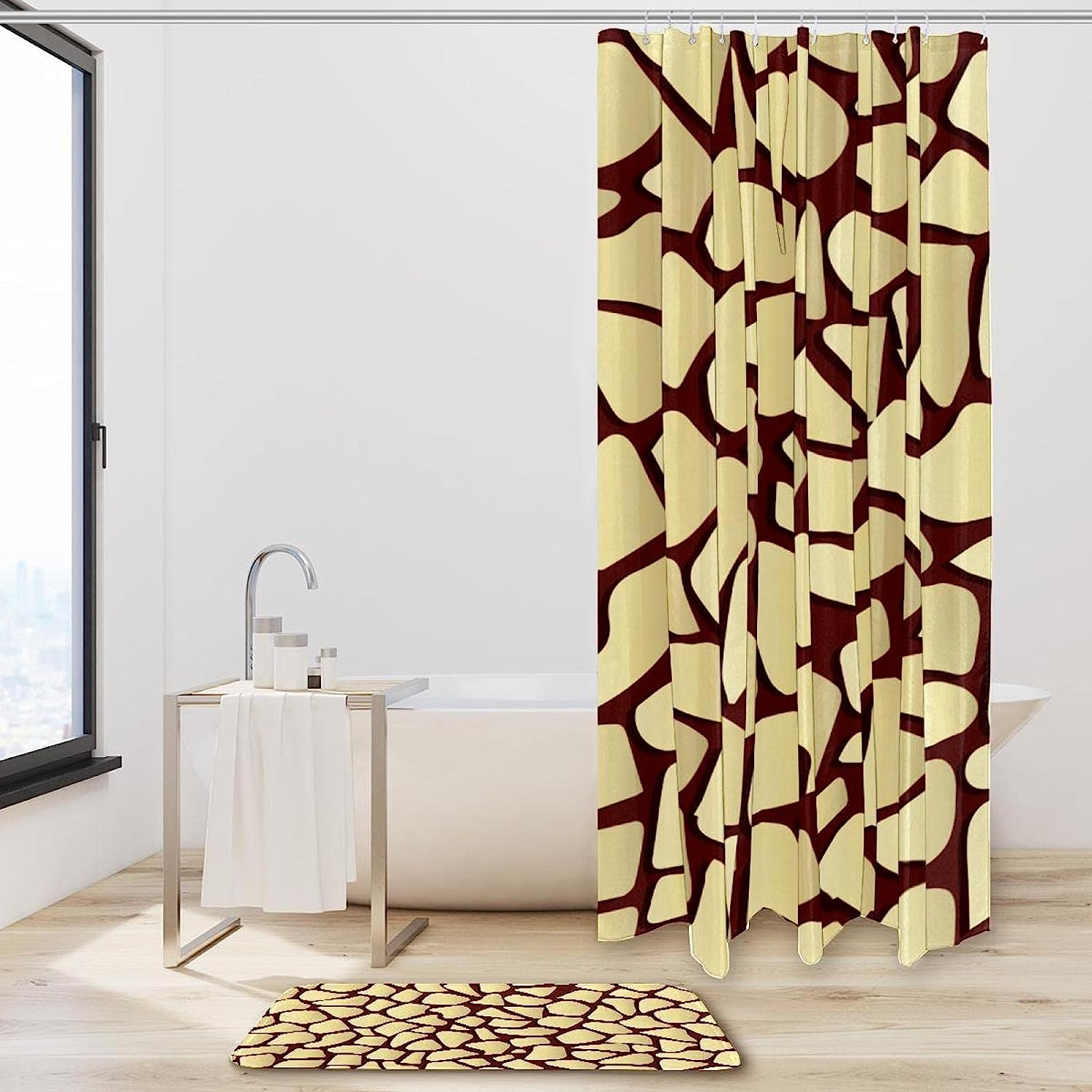 Giraffe Texture Pattern Shower Curtain, Waterproof Bathroom Curtain - Unique Design