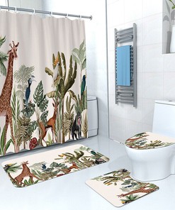 Giraffe Toucan Tropical Shower Curtain, Cute Animal Print For Bathroom