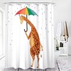 Giraffe Waterproof Shower Curtain - Quick-Drying Bathroom Curtain Set with Exotic Animal Design